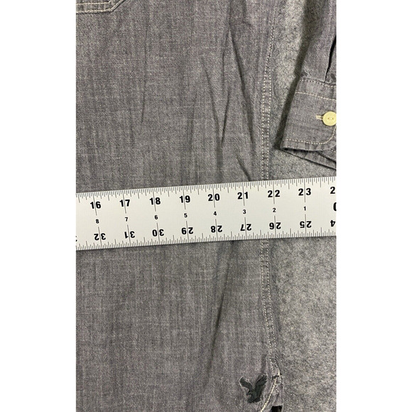 American Eagle Shirt Extra Large Gray Chambray Long Sleeve Button Up - Picture 3 of 11